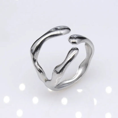 1 Piece Lady Geometric Titanium Steel Plating Open Ring