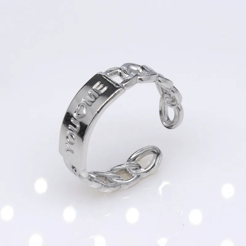 1 Piece Lady Geometric Titanium Steel Plating Open Ring