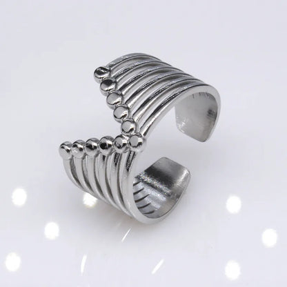 1 Piece Lady Geometric Titanium Steel Plating Open Ring