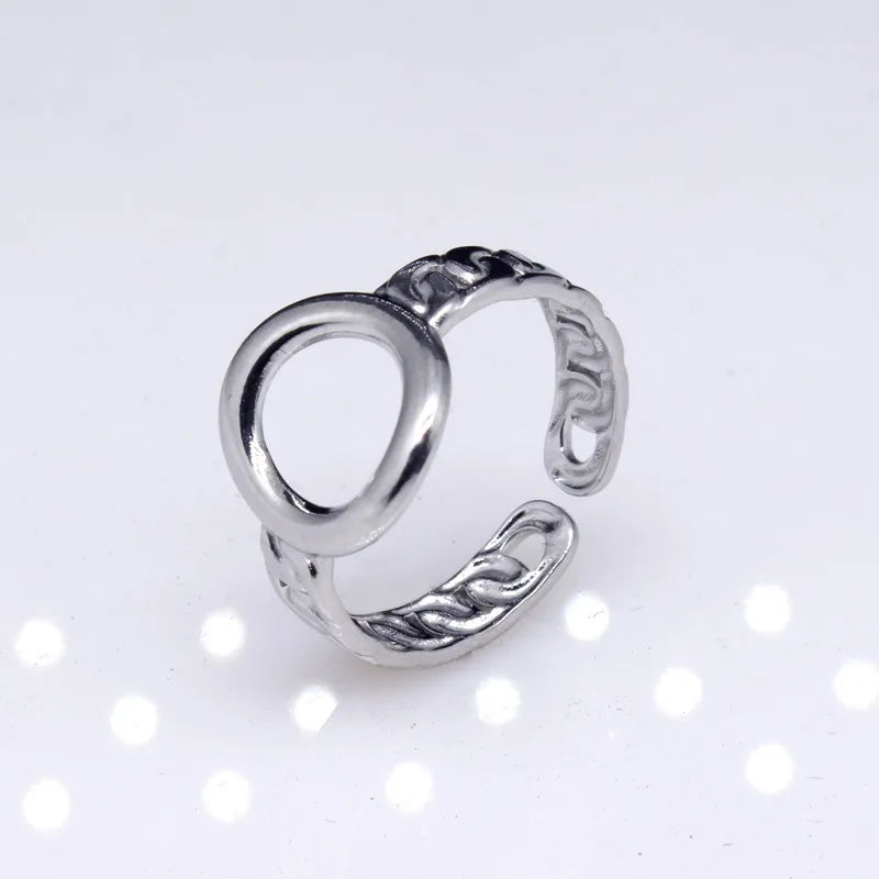 1 Piece Lady Geometric Titanium Steel Plating Open Ring