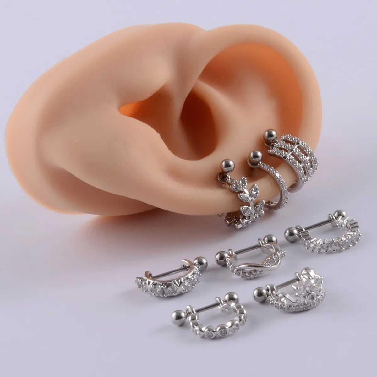 1 Piece Lady Heart Shape Inlay Stainless Steel Zircon Ear Studs