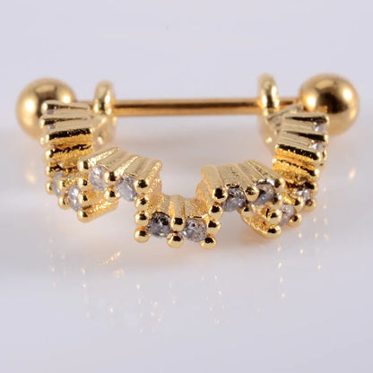 1 Piece Ear Cartilage Rings & Studs Lady Leaves Heart Shape 304 Stainless Steel Copper Zircon Inlay Zircon 18K Gold Plated