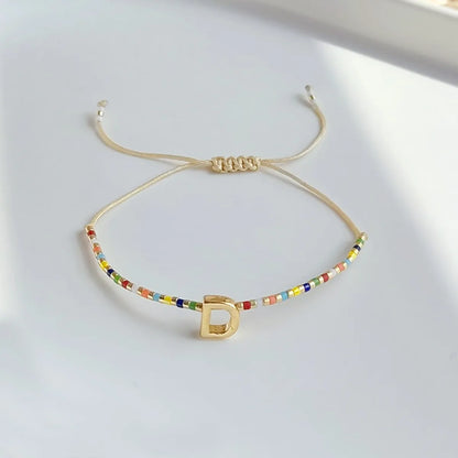 Lady Letter Glass Plating 18k Gold Plated Women's Bracelets