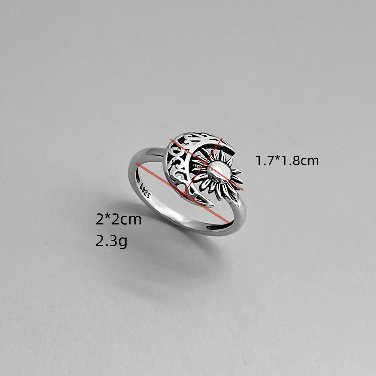 1 Piece Lady Sun Moon Copper Plating Open Ring