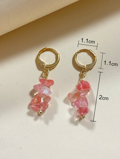 1 Piece Lady Vacation Geometric Plating Stainless Steel Natural Stone Drop Earrings