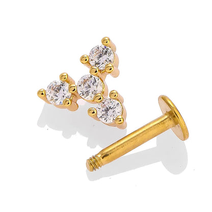 1 Piece Lip Rings Casual Simple Style Round Dots Crown 316L Stainless Steel  Inlay Zircon 18K Gold Plated Lip Rings Ear Cartilage Rings & Studs Nose Rings & Studs