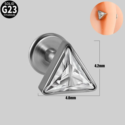 1 Piece Lip Rings Casual Simple Style Triangle G23 Titanium Alloy Inlay Zircon Lip Rings Ear Cartilage Rings & Studs Nose Rings & Studs