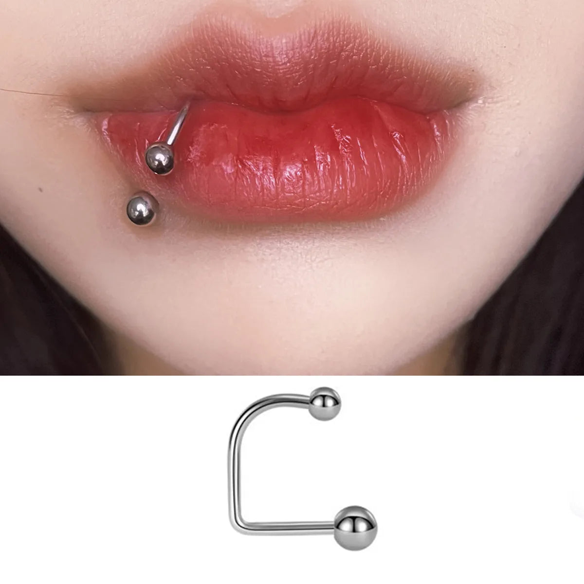 1 Piece Lip Rings Casual Solid Color 304 Stainless Steel Plating 18K Gold Plated Lip Rings