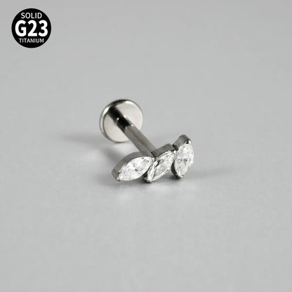 1 Piece Lip Rings Casual Vacation Simple Style Sword Crown Pure Titanium Inlay Zircon 18K Gold Plated Lip Rings