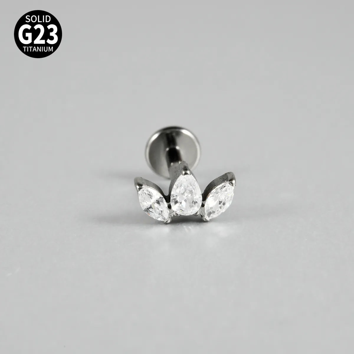 1 Piece Lip Rings Casual Vacation Simple Style Sword Crown Pure Titanium Inlay Zircon 18K Gold Plated Lip Rings