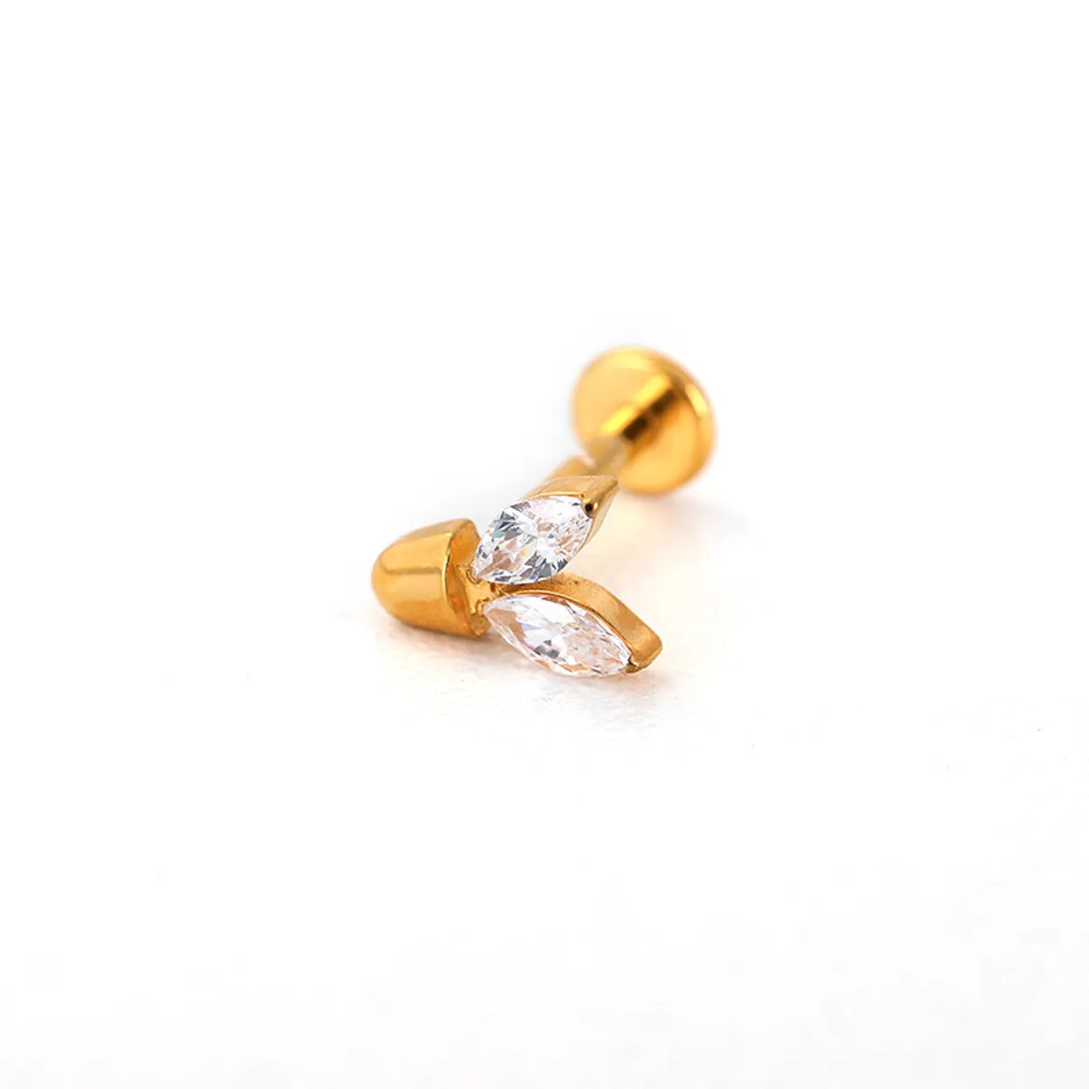 1 Piece Lip Rings Classic Style Deer Titanium Alloy Hollow Out Zircon Gold Plated Lip Rings Ear Cartilage Rings & Studs