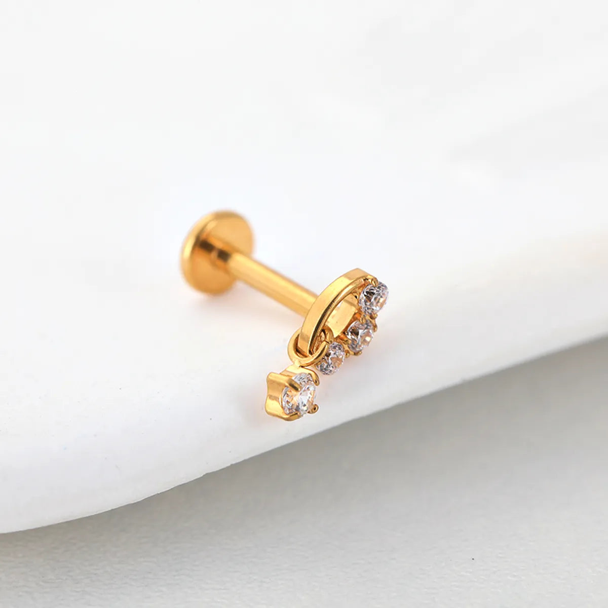 1 Piece Lip Rings Classic Style Deer Titanium Alloy Hollow Out Zircon Gold Plated Lip Rings Ear Cartilage Rings & Studs