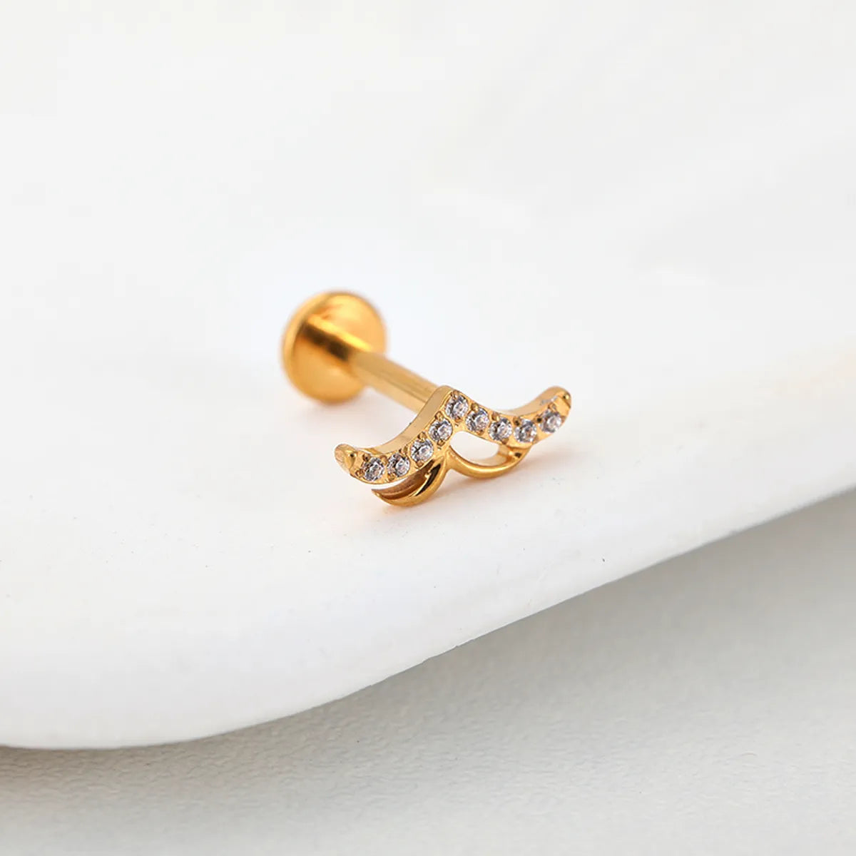 1 Piece Lip Rings Classic Style Deer Titanium Alloy Hollow Out Zircon Gold Plated Lip Rings Ear Cartilage Rings & Studs