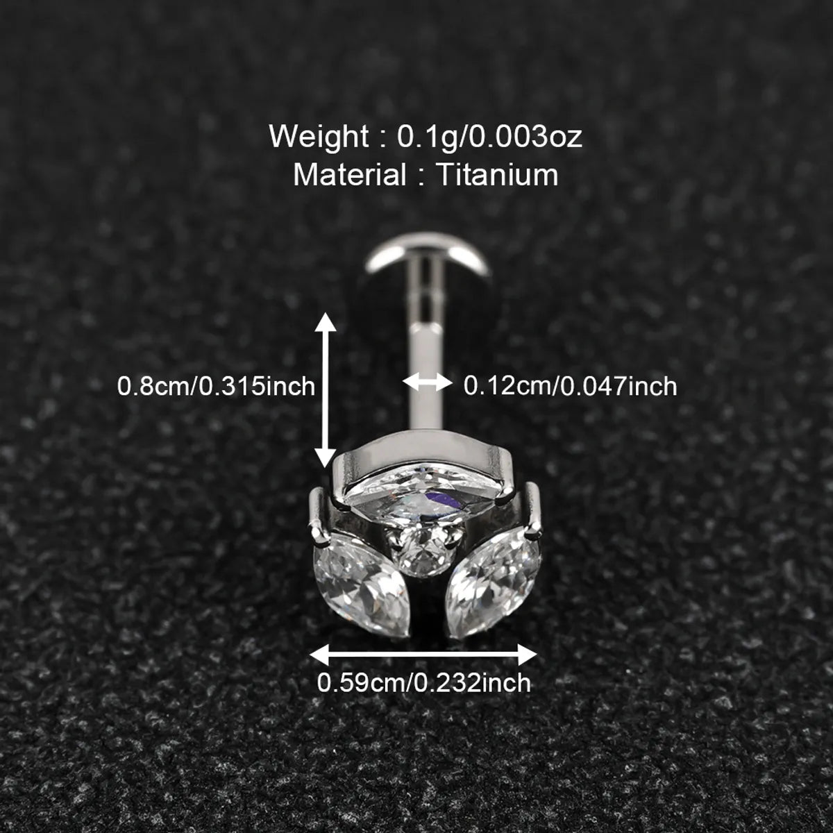 1 Piece Lip Rings Classic Style Shiny Solid Color Full Titanium G23 Polishing Inlay Carving Zircon Lip Rings