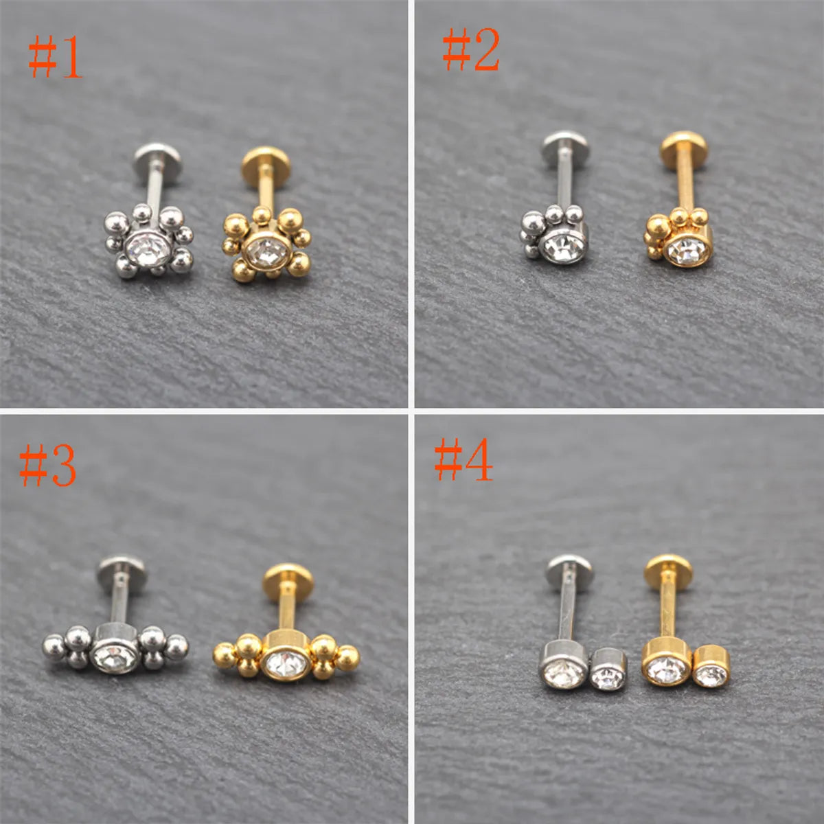 1 Piece Lip Rings Hip-Hop Punk Geometric 304 Stainless Steel 316 Stainless Steel  Inlay Rhinestones 18K Gold Plated Lip Rings Ear Cartilage Rings & Studs