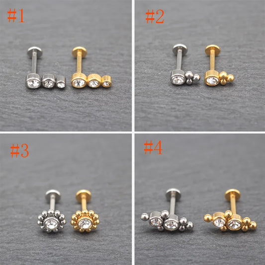 1 Piece Lip Rings Hip-Hop Rock Round Ball 304 Stainless Steel 316 Stainless Steel  Inlay Rhinestones 18K Gold Plated Lip Rings Ear Cartilage Rings & Studs