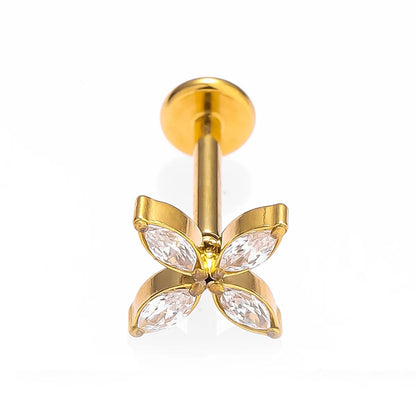 1 Piece Lip Rings Nordic Style Simple Style Cool Style Bee Butterfly Titanium Alloy Plating Inlay Zircon 18K Gold Plated Lip Rings Ear Cartilage Rings & Studs Nose Rings & Studs