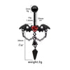 1 Piece Lip Rings Rock Punk Heart Shape Wings 316 Stainless Steel  Alloy Spray Paint Chain Inlay Glass White Gold Plated