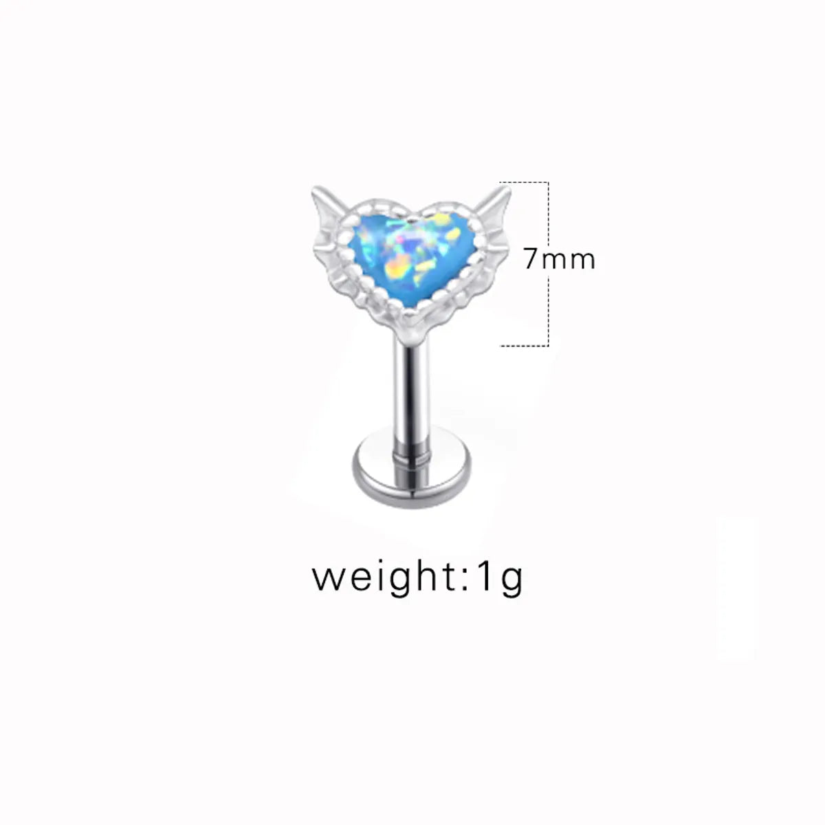 1 Piece Lip Rings Sexy Sweet Heart Shape Stainless Steel Plating Inlay Opal Lip Stud