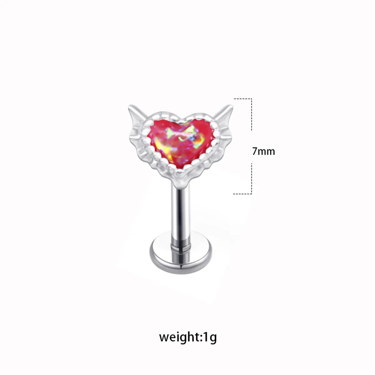 1 Piece Lip Rings Sexy Sweet Heart Shape Stainless Steel Plating Inlay Opal Lip Stud