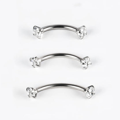 1 Piece Lip Rings Simple Style Classic Style Geometric 303 Stainless Steel Polishing Inlay Zircon Eyebrow Studs