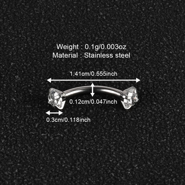 1 Piece Lip Rings Simple Style Classic Style Geometric 303 Stainless Steel Polishing Inlay Zircon Eyebrow Studs