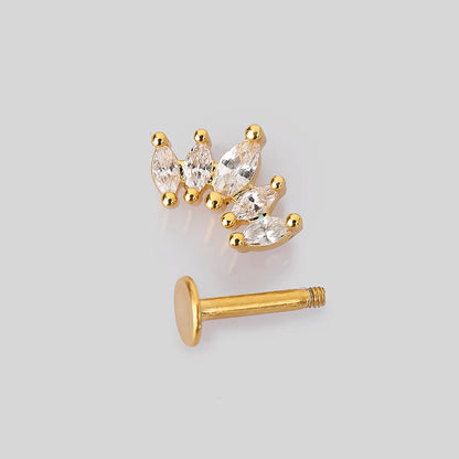 1 Piece Lip Rings Simple Style Classic Style Heart Shape Crown 316 Stainless Steel  Plating Inlay Zircon K Gold Plated Lip Rings Ear Cartilage Rings & Studs