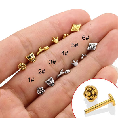 1 Piece Lip Rings Simple Style Classic Style Rose Crown 316L Stainless Steel  Inlay Rhinestones 18K Gold Plated Lip Rings Ear Cartilage Rings & Studs Nose Rings & Studs