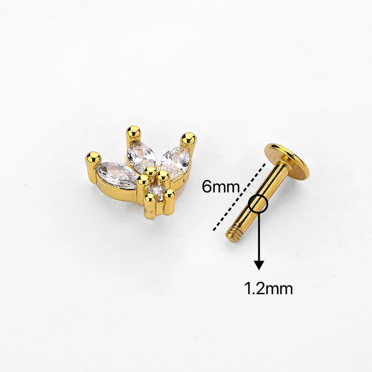 1 Piece Lip Rings Simple Style Crown Snake 316 Stainless Steel  Plating Turquoise Zircon Gold Plated Lip Rings