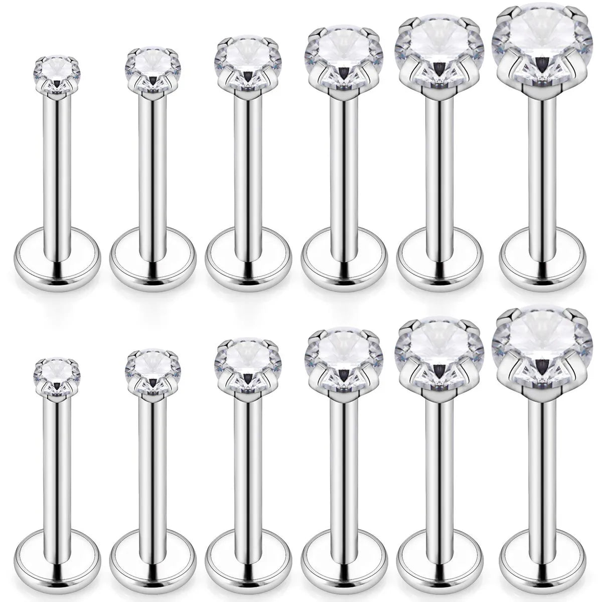 1 Piece Lip Rings Simple Style Geometric Pure Titanium Inlay Zircon Lip Stud