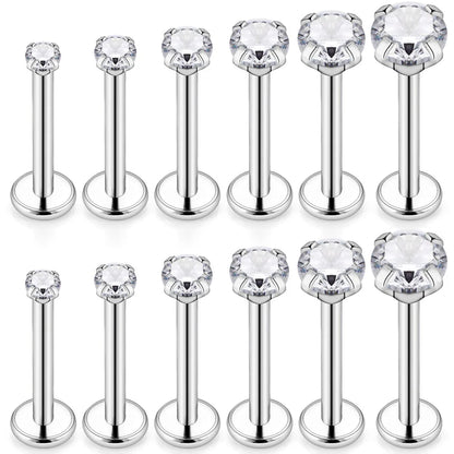 1 Piece Lip Rings Simple Style Geometric Pure Titanium Inlay Zircon Lip Stud