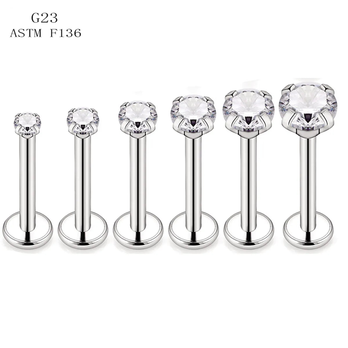 1 Piece Lip Rings Simple Style Geometric Pure Titanium Inlay Zircon Lip Stud