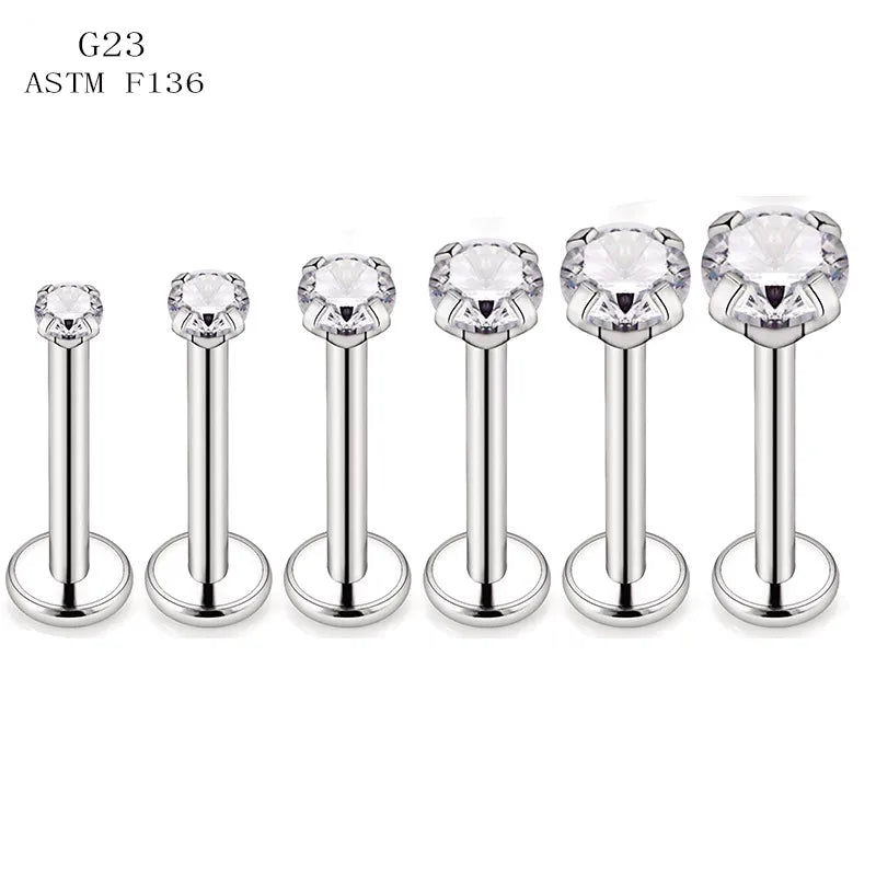 1 Piece Lip Rings Simple Style Geometric Pure Titanium Inlay Zircon