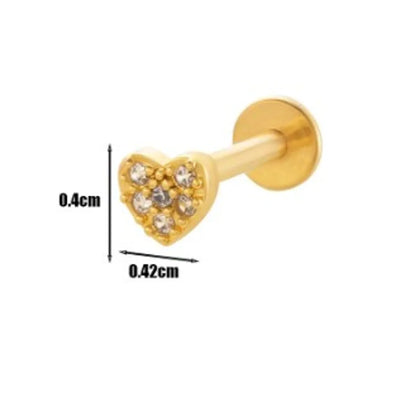 1 Piece Lip Rings Simple Style Heart Shape Flower Butterfly Copper Plating Inlay Zircon Lip Stud