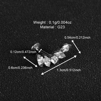 1 Piece Lip Rings Streetwear Cool Style Geometric Pure Titanium Inlay Zircon Lip Rings