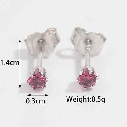 1 Piece Luxurious Romantic Solid Color Plating Inlay Sterling Silver Zircon White Gold Plated Ear Studs