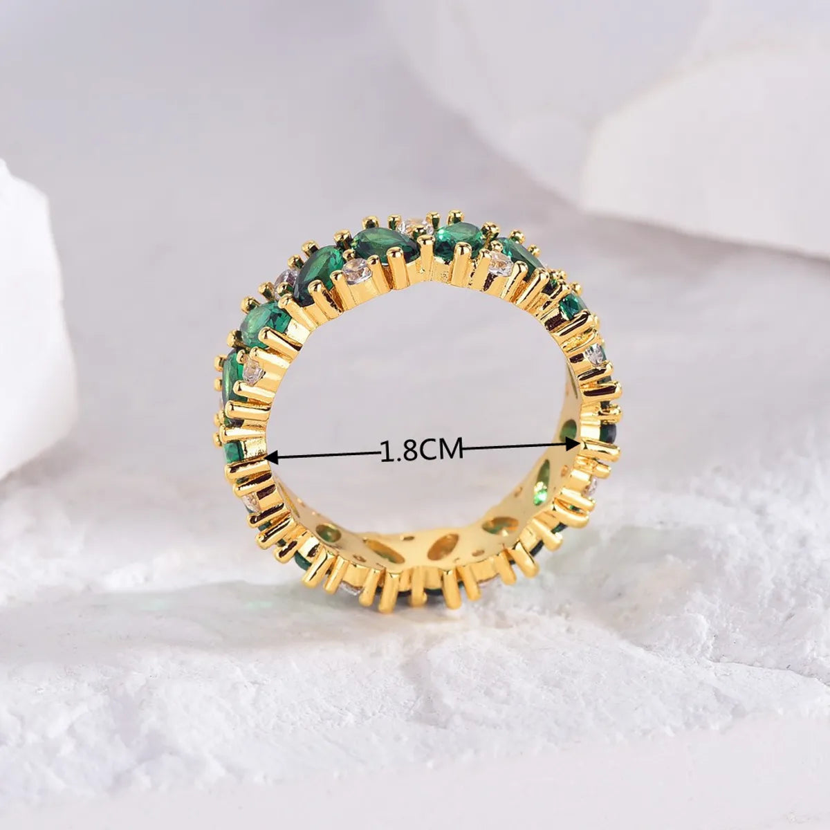 1 Piece Luxurious Round Copper Plating Inlay Zircon Rings