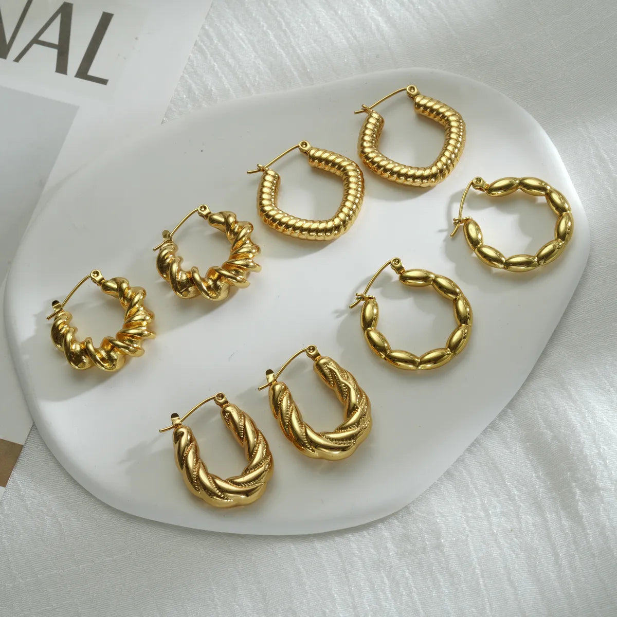 1 Piece Marine Style Simple Style Conch Spiral Stripe Side Stripe 304 Stainless Steel 18K Gold Plated Earrings