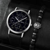 1 Piece Men'S Fashion Up Quartz Watch And 1 Piece Exquisite Lion'S Head Bracelet