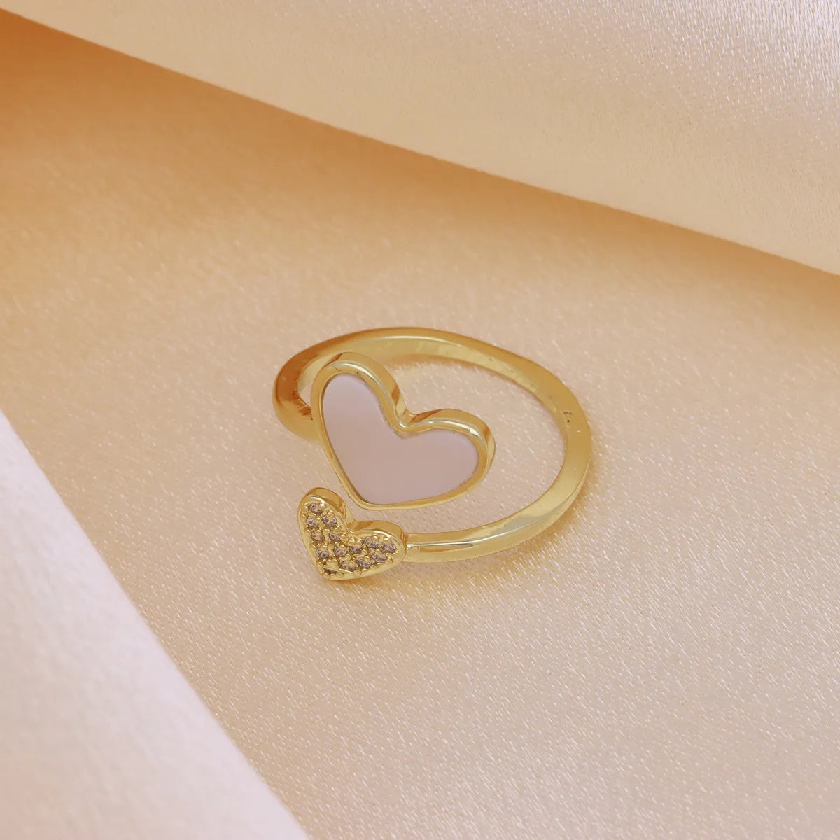 1 Piece Modern Style Classic Style Heart Shape Inlay Copper Shell Zircon Open Rings