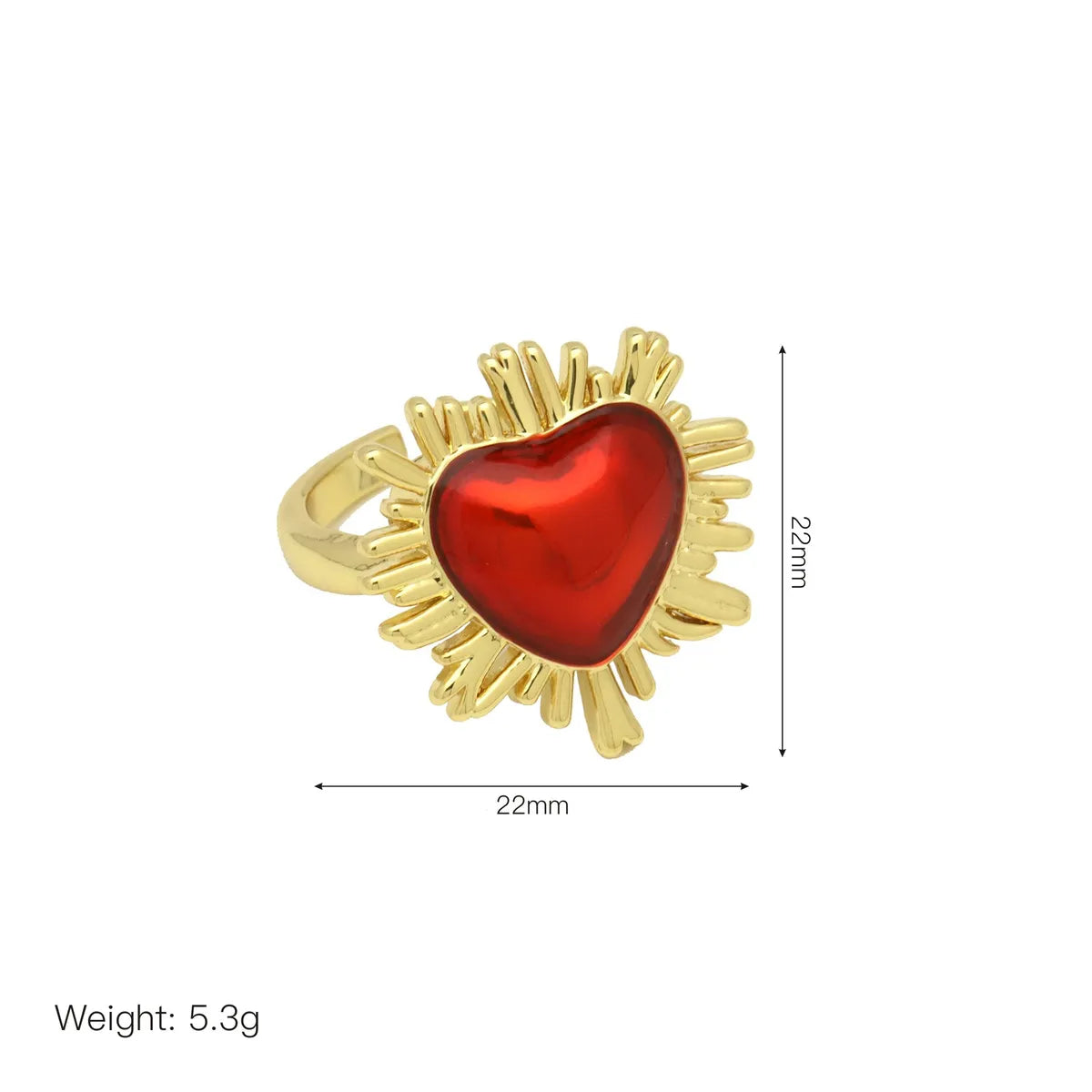 1 Piece Modern Style Classic Style Heart Shape Inlay Copper Shell Zircon Open Rings