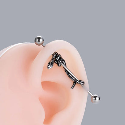 1 Piece Modern Style Cool Style Heart Shape Snake Plating Stainless Steel 18k Gold Plated Ear Studs