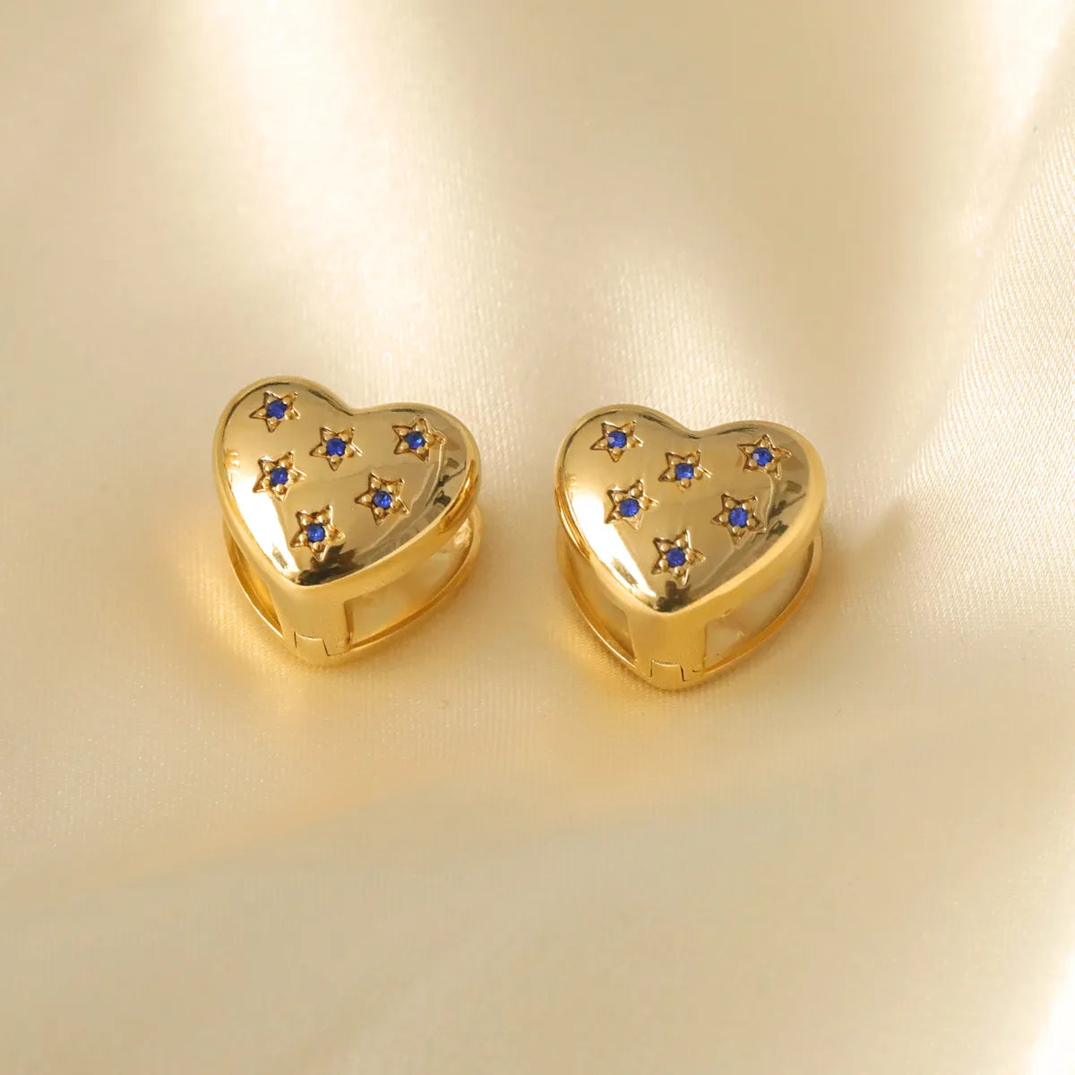 1 Piece Modern Style Simple Style Commute Round Star Heart Shape Plating Inlay 304 Stainless Steel Zircon 18K Gold Plated Earrings