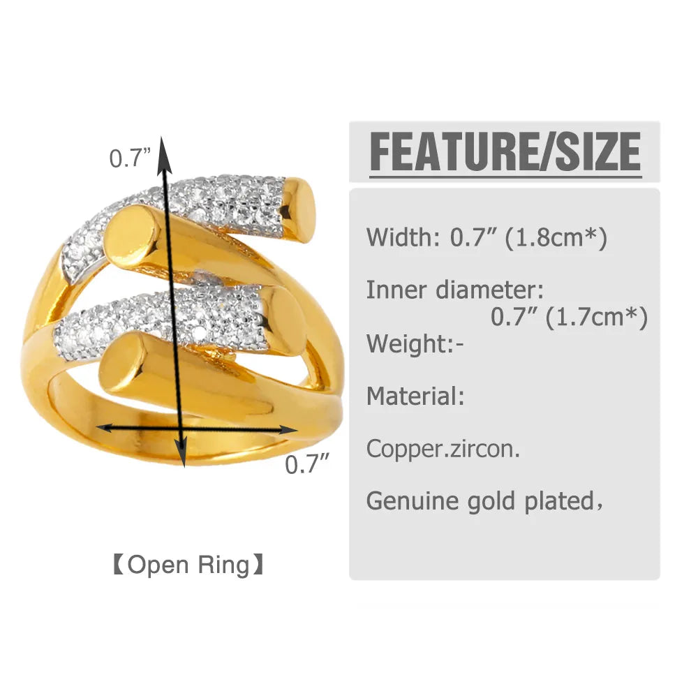 1 Piece Modern Style Simple Style Cross Inlay Copper Zircon 18K Gold Plated Open Rings