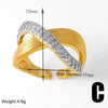 1 Piece Modern Style Simple Style Cross Inlay Copper Zircon 18K Gold Plated Open Rings