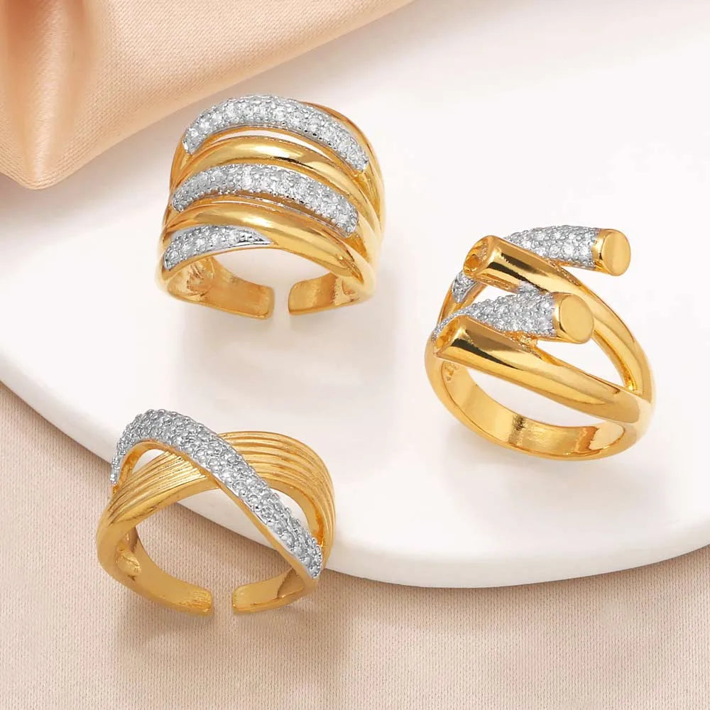 1 Piece Modern Style Simple Style Cross Inlay Copper Zircon 18K Gold Plated Open Rings