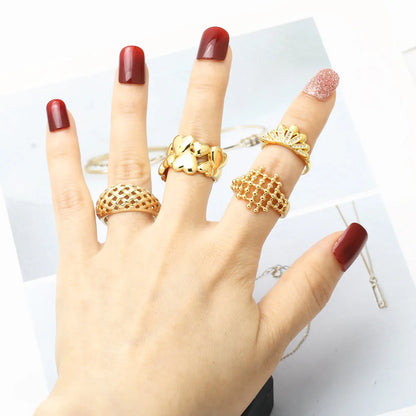 1 Piece Modern Style Simple Style Heart Shape Solid Color Inlay Copper Zircon 18K Gold Plated Open Rings