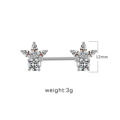 1 Piece Nipple Rings & Studs IG Style Shiny Heart Shape Flower 316 Stainless Steel  Alloy Titanium Steel Epoxy Chain Inlay Resin Rhinestones Glass White Gold Plated Gold Plated