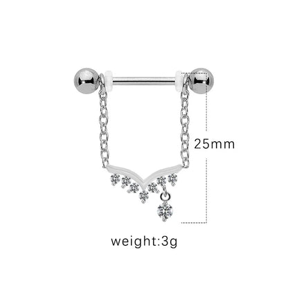 1 Piece Nipple Rings & Studs IG Style Shiny Heart Shape Flower 316 Stainless Steel  Alloy Titanium Steel Epoxy Chain Inlay Resin Rhinestones Glass White Gold Plated Gold Plated