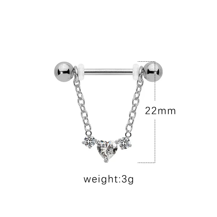 1 Piece Nipple Rings & Studs IG Style Shiny Heart Shape Flower 316 Stainless Steel  Alloy Titanium Steel Epoxy Chain Inlay Resin Rhinestones Glass White Gold Plated Gold Plated